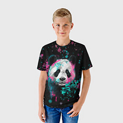 Футболка детская Панда в розовом и голубом - нейронная сеть, цвет: 3D-принт — фото 2
