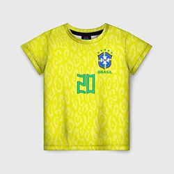Футболка детская Винисиус Жуниор ЧМ 2022 сборная Бразилии домашняя, цвет: 3D-принт