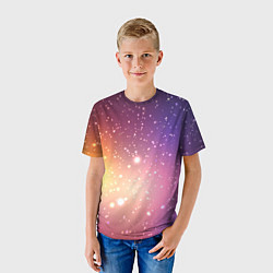 Футболка детская Желто фиолетовое свечение и звезды, цвет: 3D-принт — фото 2