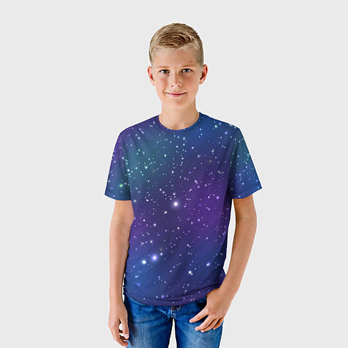 Детская футболка Фиолетовая розовая звездная туманность в космосе / 3D-принт – фото 3