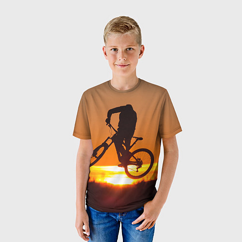 Детская футболка Велосипедист на закате / 3D-принт – фото 3