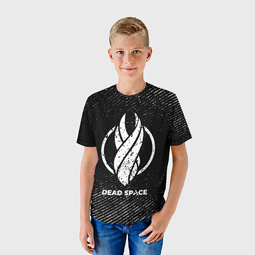 Детская футболка Dead Space с потертостями на темном фоне / 3D-принт – фото 3