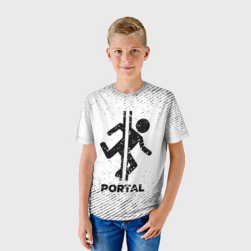 Детская футболка Portal с потертостями на светлом фоне / 3D-принт – фото 3
