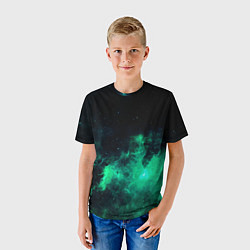 Футболка детская Зелёная галактика Midjourney, цвет: 3D-принт — фото 2