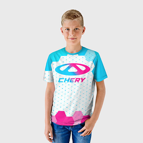 Детская футболка Chery neon gradient style / 3D-принт – фото 3