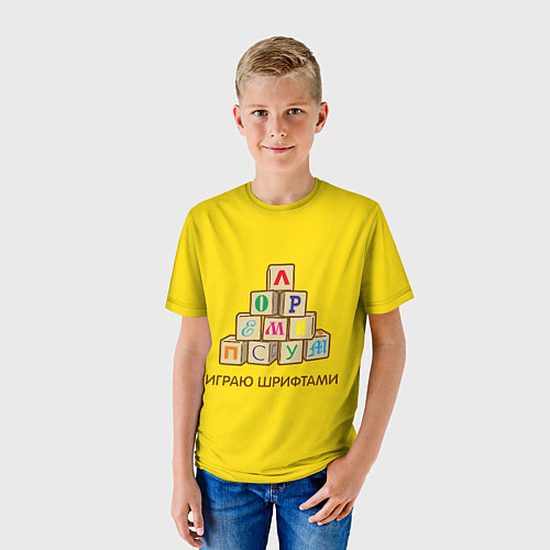 Детская футболка Кубики с буквами - играю шрифтами / 3D-принт – фото 3