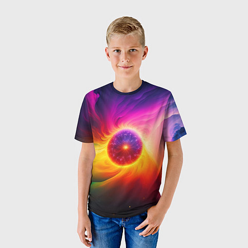 Детская футболка Неоновое солнце / 3D-принт – фото 3