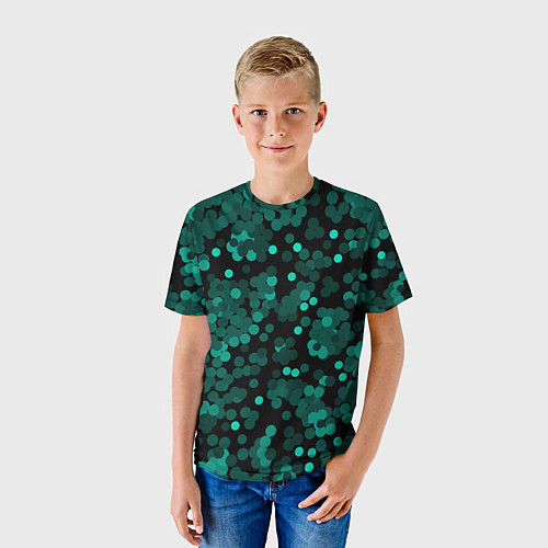 Детская футболка Бирюзовые с зеленым конфетти / 3D-принт – фото 3