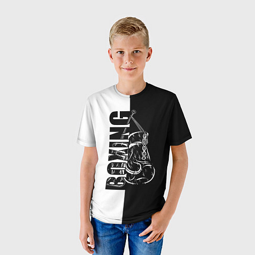Детская футболка Boxing чёрно-белое / 3D-принт – фото 3