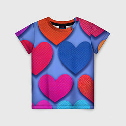 Футболка детская Паттерн сердечки, цвет: 3D-принт