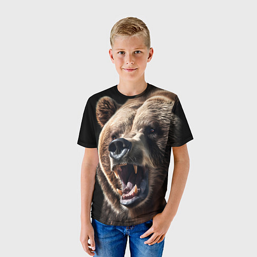 Детская футболка Бурый медведь рычит / 3D-принт – фото 3