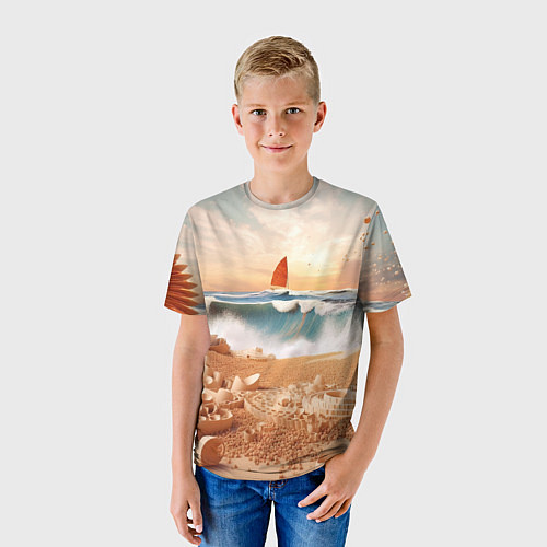 Детская футболка Парусник в море / 3D-принт – фото 3
