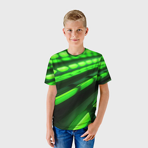 Детская футболка Green neon abstract / 3D-принт – фото 3