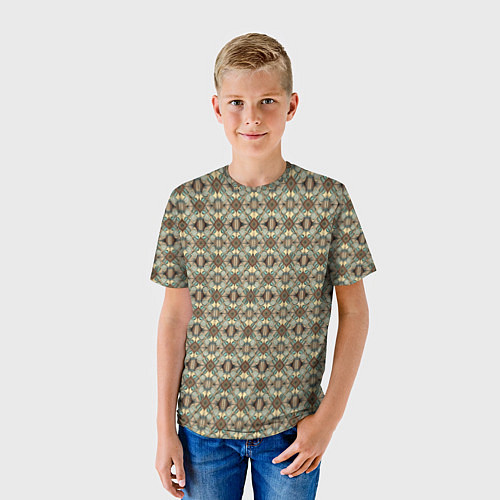 Детская футболка Золотисто-коричневая симметрия / 3D-принт – фото 3