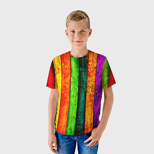 Детская футболка Цветной забор / 3D-принт – фото 3