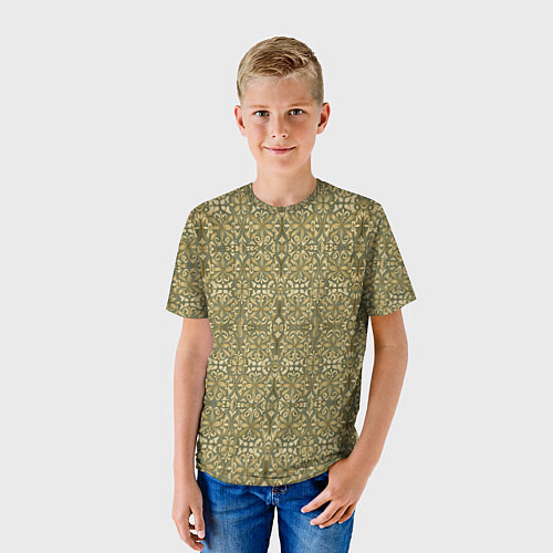 Детская футболка Средневековый лиственный узор / 3D-принт – фото 3