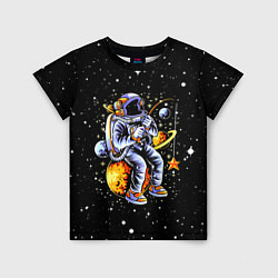 Футболка детская Космонавт на рыбалке - неон, цвет: 3D-принт