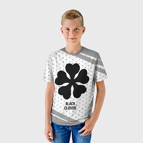Детская футболка Black Clover glitch на светлом фоне / 3D-принт – фото 3