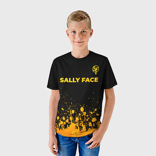 Детская футболка Sally Face - gold gradient: символ сверху / 3D-принт – фото 3