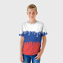 Футболка детская Флаг России - потёки, цвет: 3D-принт — фото 2