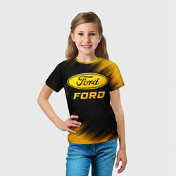 Футболка детская Ford - gold gradient, цвет: 3D-принт — фото 2