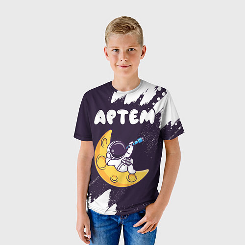 Детская футболка Артем космонавт отдыхает на Луне / 3D-принт – фото 3