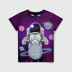 Футболка детская Космонавт с планетами и звездами, цвет: 3D-принт