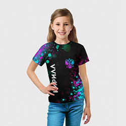 Футболка детская Кирилл и неоновый герб России: надпись, символ, цвет: 3D-принт — фото 2