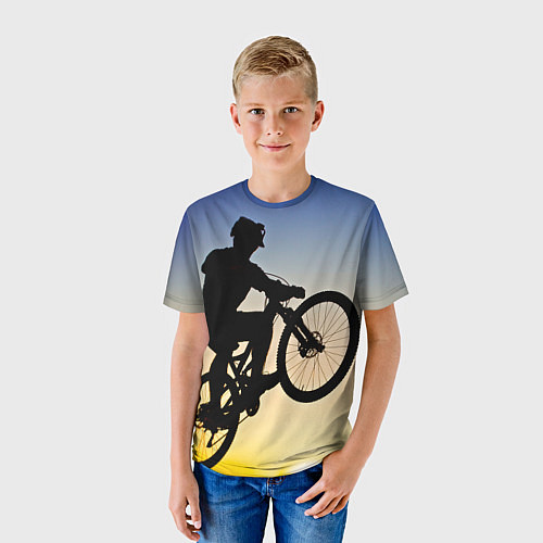 Детская футболка Прыжок велосипедиста / 3D-принт – фото 3