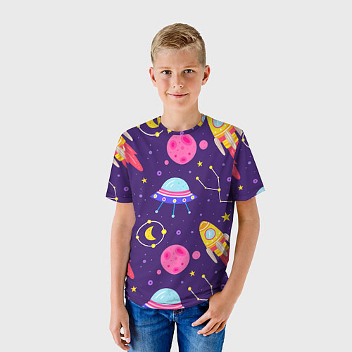 Детская футболка Космическая тема паттерн / 3D-принт – фото 3