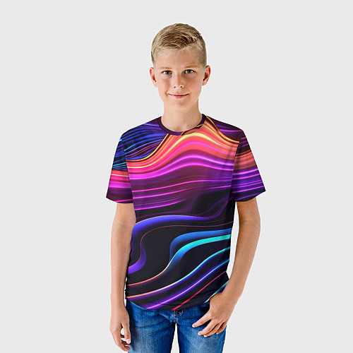 Детская футболка Неоновые волны / 3D-принт – фото 3