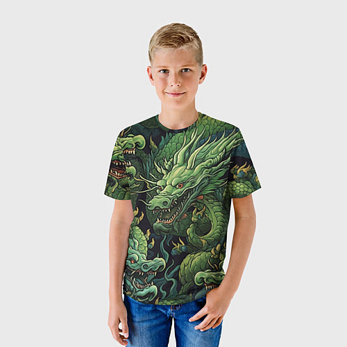 Детская футболка Зеленые драконы: арт нейросети / 3D-принт – фото 3