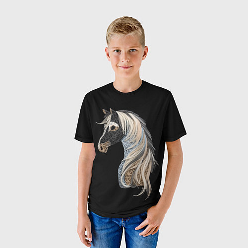 Детская футболка Вышивка Лошадь / 3D-принт – фото 3
