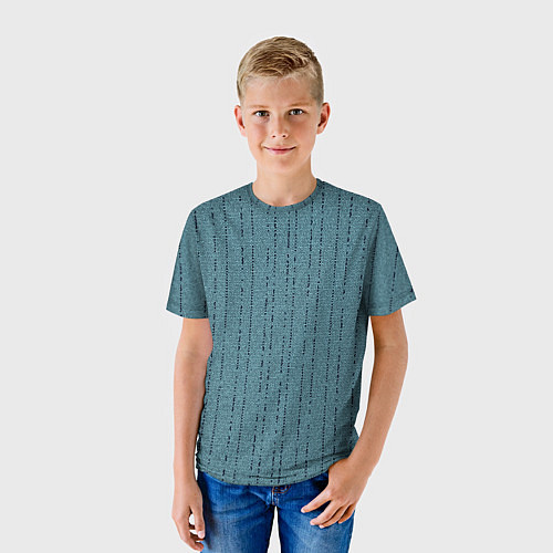 Детская футболка Мелкая мозаика бирюзовый полосы / 3D-принт – фото 3