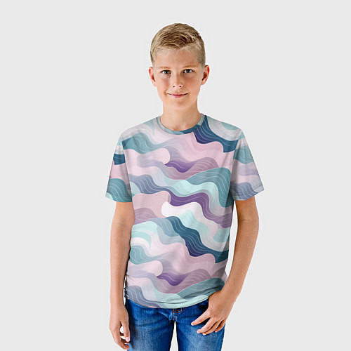 Детская футболка Абстрактные волны разноцветные / 3D-принт – фото 3