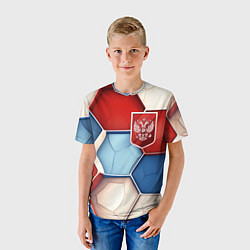 Футболка детская Объемные плиты и герб России, цвет: 3D-принт — фото 2