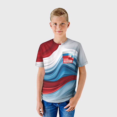 Детская футболка Флаг России абстракт / 3D-принт – фото 3