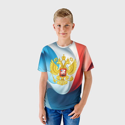 Детская футболка Герб РФ абстрактный фон / 3D-принт – фото 3