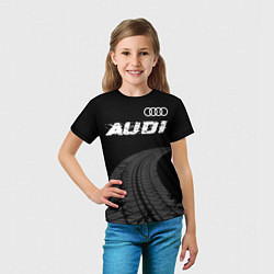 Футболка детская Audi speed на темном фоне со следами шин: символ с, цвет: 3D-принт — фото 2