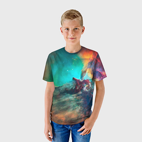 Детская футболка Аморфный цветастый космос / 3D-принт – фото 3