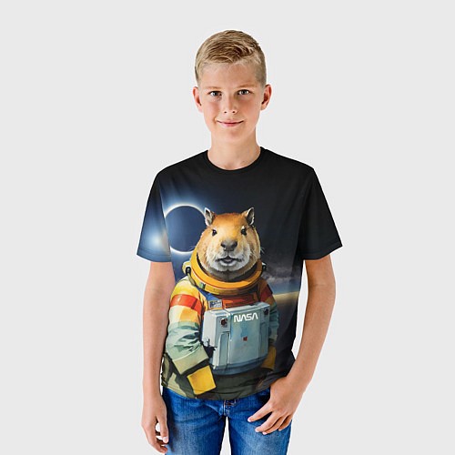 Детская футболка Capy astronaut - Nasa - neural network / 3D-принт – фото 3