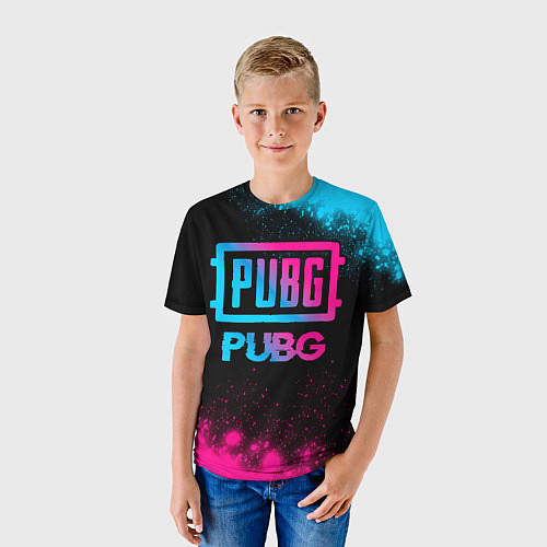 Детская футболка PUBG - neon gradient / 3D-принт – фото 3