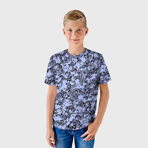 Детская футболка Цветочный принт сиреневый / 3D-принт – фото 3