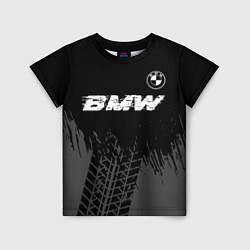 Футболка детская BMW speed на темном фоне со следами шин: символ св, цвет: 3D-принт