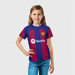 Футболка детская Лионель Месси Барселона форма 2324 домашняя, цвет: 3D-принт — фото 2