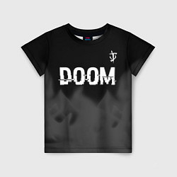 Футболка детская Doom glitch на темном фоне: символ сверху, цвет: 3D-принт