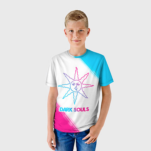 Детская футболка Dark Souls neon gradient style / 3D-принт – фото 3