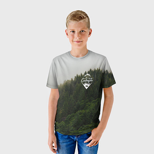 Детская футболка Я из Сибири на фоне леса / 3D-принт – фото 3