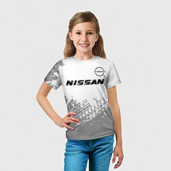 Футболка детская Nissan speed на светлом фоне со следами шин: симво, цвет: 3D-принт — фото 2