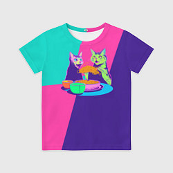 Футболка детская Коты Завтракают, цвет: 3D-принт